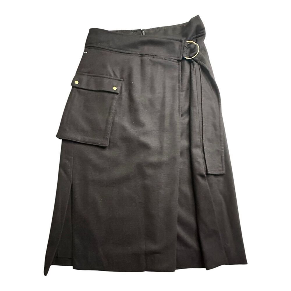 Babaton 1-01‎ Wmn's Sz 6 Light Black Wool Blend Reae Zip Belt Strap 26" Skirt